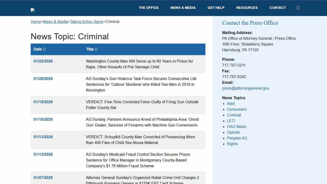 Criminal – PA Office of Attorney General